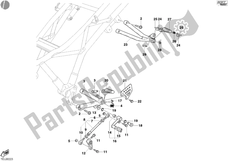 Todas as partes de Apoios Para Os Pés, Esquerdo do Ducati Supersport 1000 SS USA 2005